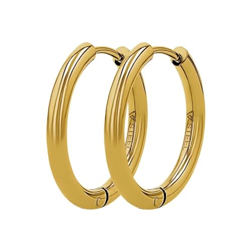 PAUL VALENTINE Becca Hoops Medium Creolen Damen, 18K vergoldet, recyceltes Edelstahl, 21 mm Durchmesser, 2.5 mm Breite, Klickverschluss, zeitloses Design mit femininem Charme von PAUL VALENTINE