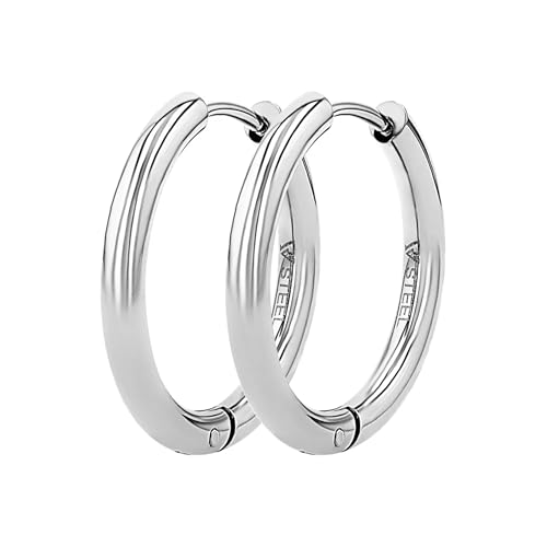 PAUL VALENTINE Becca Hoops Medium Damen, Edelstahl, Silber glänzend, 21 mm Durchmesser von PAUL VALENTINE