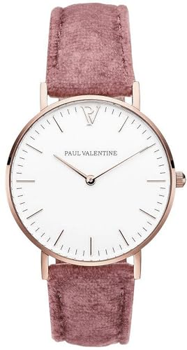 PAUL VALENTINE Damen Armbanduhr Marina Rose Gold PINK Velvet 36 MM PV36149 von PAUL VALENTINE