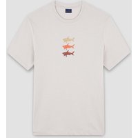 Paul & Shark Baumwoll-T-Shirt mit Hai-Print, bequemer Schnitt in XXL von PAUL & SHARK