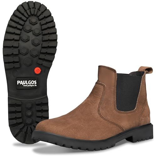 PAULGOS Herren Chelsea Boots, echts Leder Stiefeletten Größe 47, dunkelbraun von PAULGOS