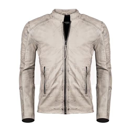 PAULGOS Herren Lederjacke Echtes Leder Jacke Echtleder Übergangsjacke Fashion in 5 Farben Gr. S-7XL Design 3 (Beige, S) von PAULGOS