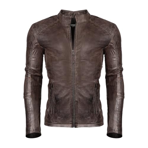 PAULGOS Herren Lederjacke Echtes Leder Jacke Echtleder Übergangsjacke Fashion in 5 Farben Gr. S-7XL Design 3 (Braun, M) von PAULGOS