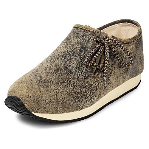 PAULGOS Herren Sneaker Echtes Leder Freizeitschuhe Optik Trachtenschuhe Haferlschuhe Haferl, Krokodilgrün, 46 von PAULGOS