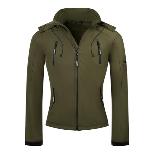 PAULGOS Herren Softshell Jacke Outdoor Funktionsjacke Freizeitjacke, Größe 4XL, Olivgrün von PAULGOS