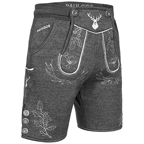 PAULGOS Herren Trachten Jogginghose JOK5, Optik Trachten Lederhose, Größe 5XL, Dunkelgrau von PAULGOS