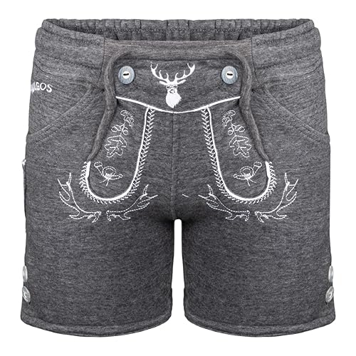 PAULGOS Kinder Trachten Jogginghose kurz JOK-KK2, Größe 98-104, dunkelgrau von PAULGOS