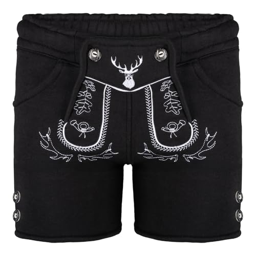 PAULGOS Kinder Trachten Jogginghose kurz JOK-KK2, Größe 98-104, schwarz von PAULGOS