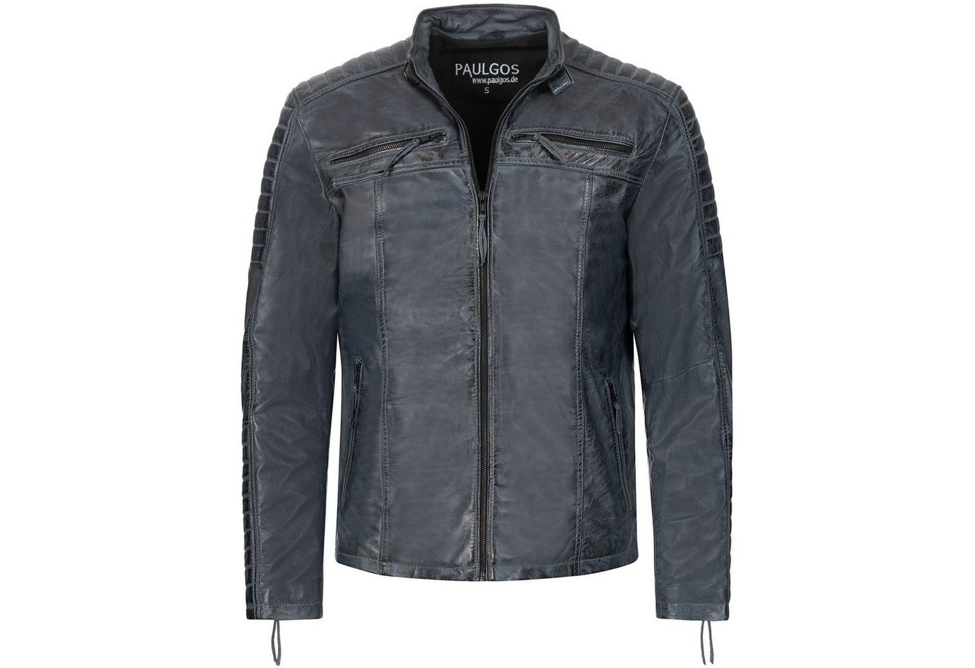 PAULGOS Lederjacke Herren Jacke Übergangsjacke Biker Look 100% Echtleder D1 von PAULGOS