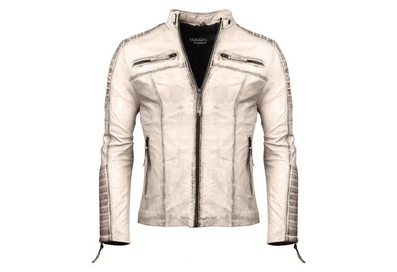 PAULGOS Lederjacke Herren Jacke Übergangsjacke Biker Look 100% Echtleder D1 von PAULGOS