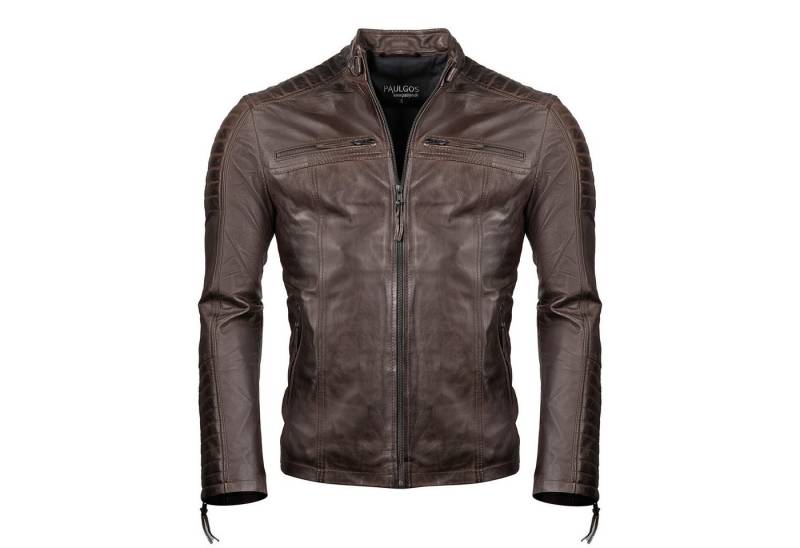 PAULGOS Lederjacke Herren Jacke Übergangsjacke Biker Look 100% Echtleder D1 von PAULGOS
