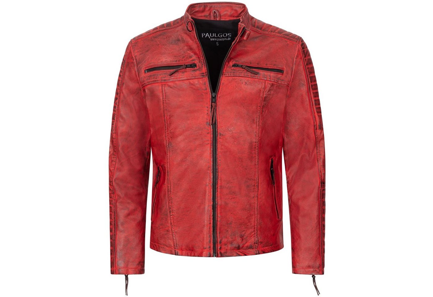 PAULGOS Lederjacke Herren Jacke Übergangsjacke Biker Look 100% Echtleder D1 von PAULGOS