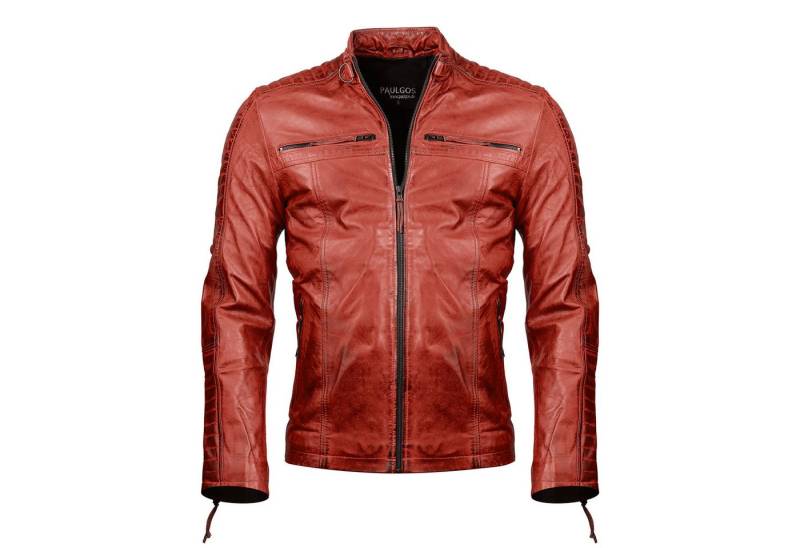 PAULGOS Lederjacke Herren Jacke Übergangsjacke Biker Look 100% Echtleder D1 von PAULGOS
