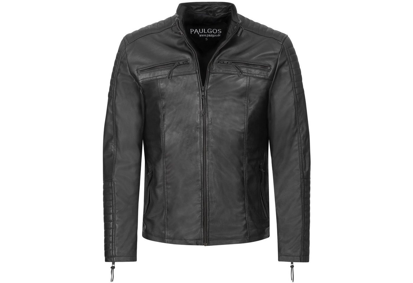 PAULGOS Lederjacke Herren Jacke Übergangsjacke Biker Look 100% Echtleder D1 von PAULGOS