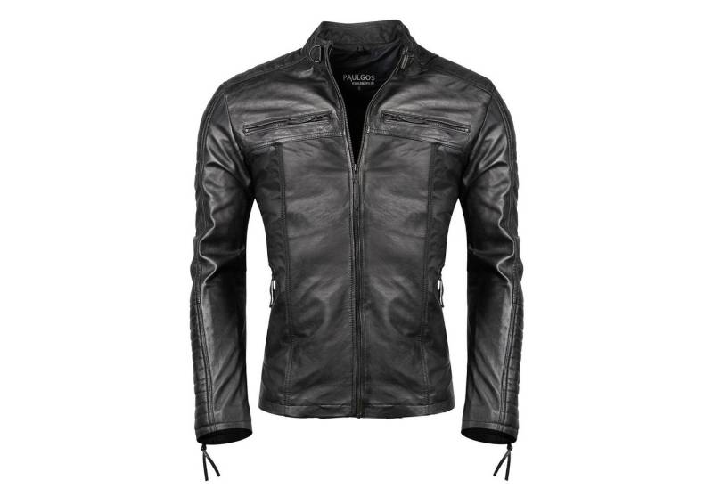 PAULGOS Lederjacke Herren Jacke Übergangsjacke Biker Look 100% Echtleder D1 von PAULGOS