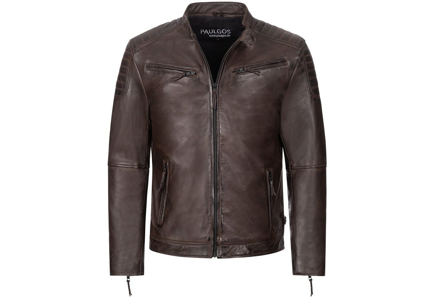 PAULGOS Lederjacke Herren Jacke Übergangsjacke Biker Look 100% Echtleder D2 von PAULGOS