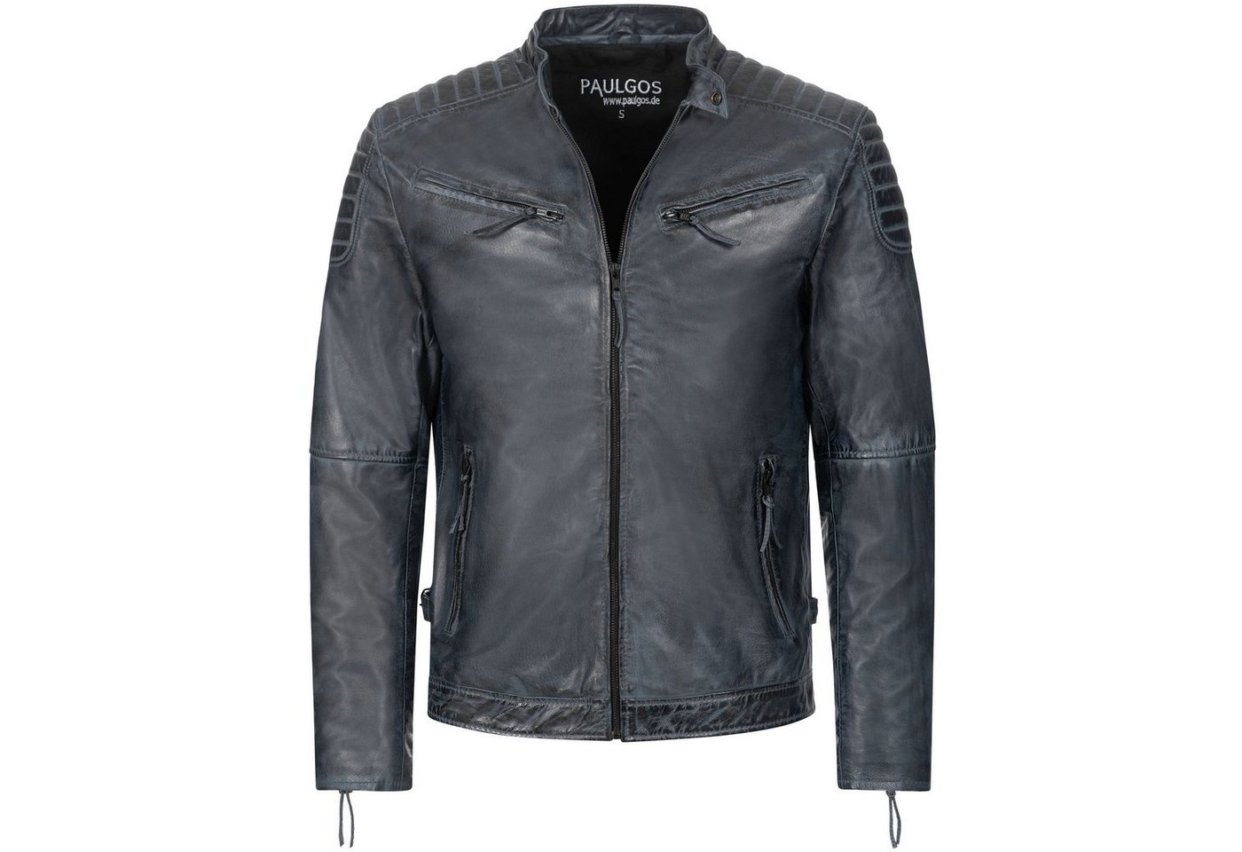 PAULGOS Lederjacke Herren Jacke Übergangsjacke Biker Look 100% Echtleder D2 von PAULGOS