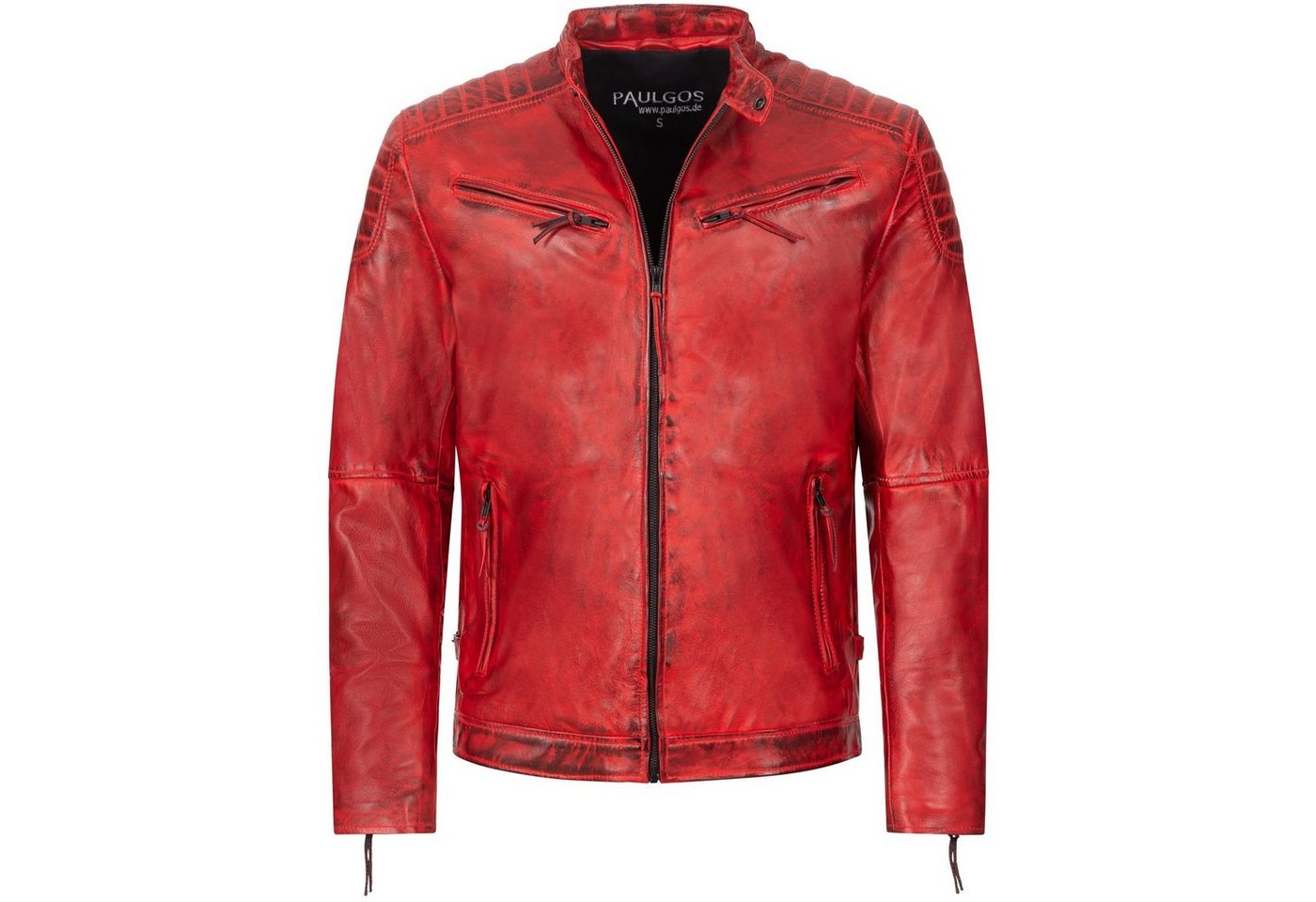 PAULGOS Lederjacke Herren Jacke Übergangsjacke Biker Look 100% Echtleder D2 von PAULGOS