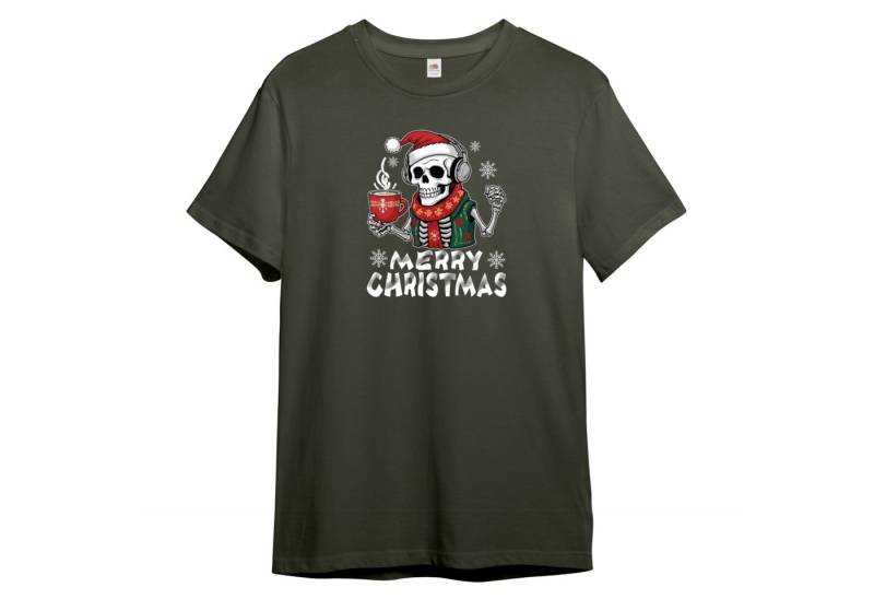 PAULGOS Print-Shirt Herren T-Shirt "Skelett Musik und Kaffee Modell 1" von PAULGOS