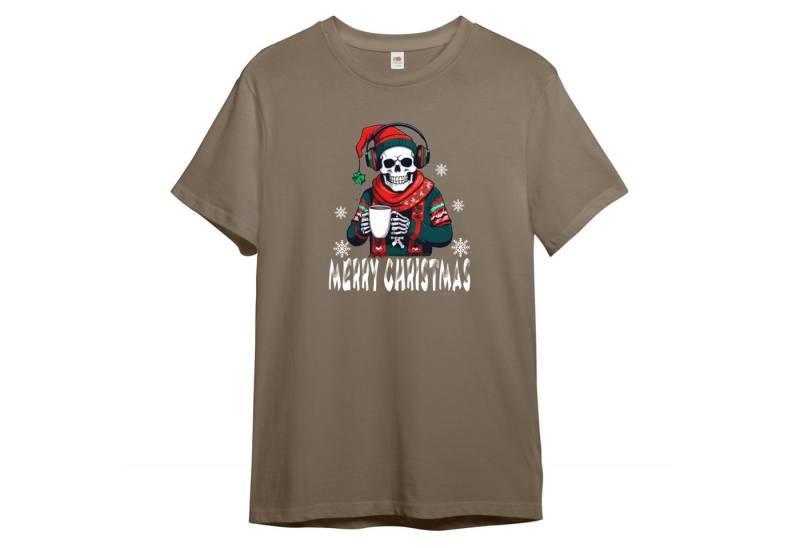 PAULGOS Print-Shirt Herren T-Shirt "Skelett Musik und Kaffee Modell 2" von PAULGOS