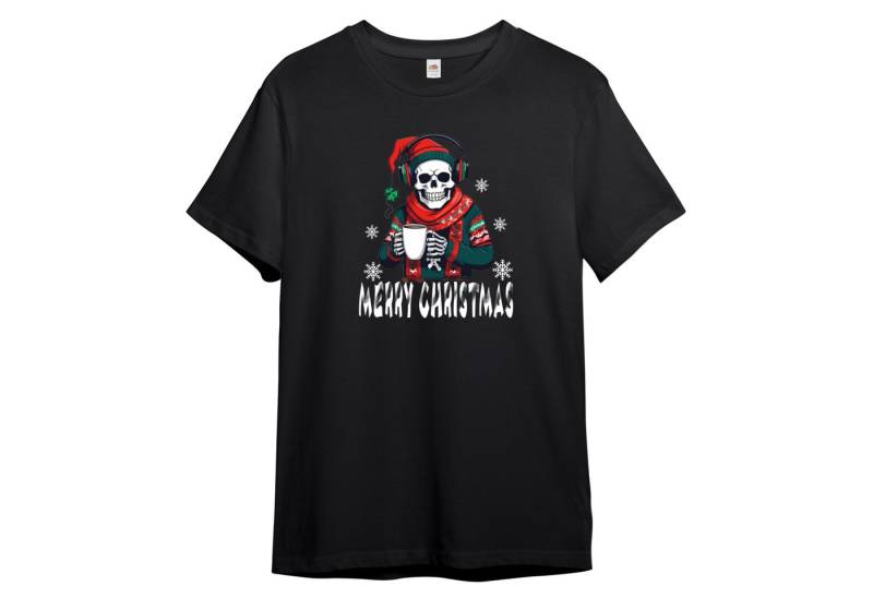 PAULGOS Print-Shirt Herren T-Shirt "Skelett Musik und Kaffee Modell 2" von PAULGOS