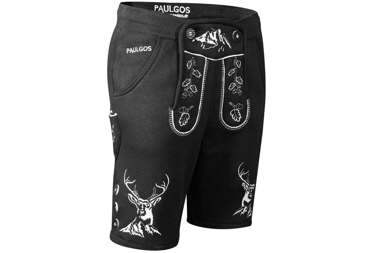 PAULGOS Trachtenhose Herren Jogginghose Design Lederhose Kurz Sweathose Bermuda Shorts JOK4 von PAULGOS