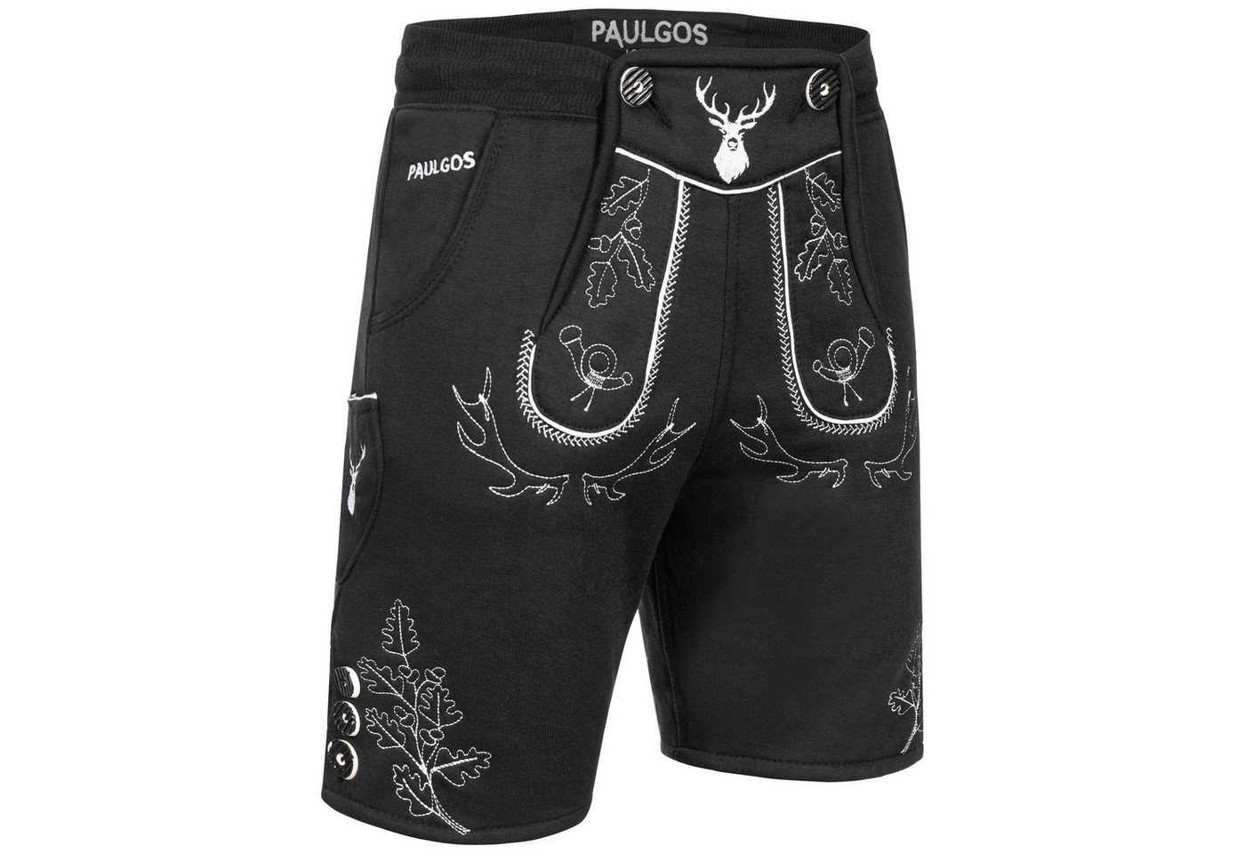 PAULGOS Trachtenhose Herren Jogginghose Design Lederhose Kurz Sweathose Bermuda Shorts JOK5 von PAULGOS