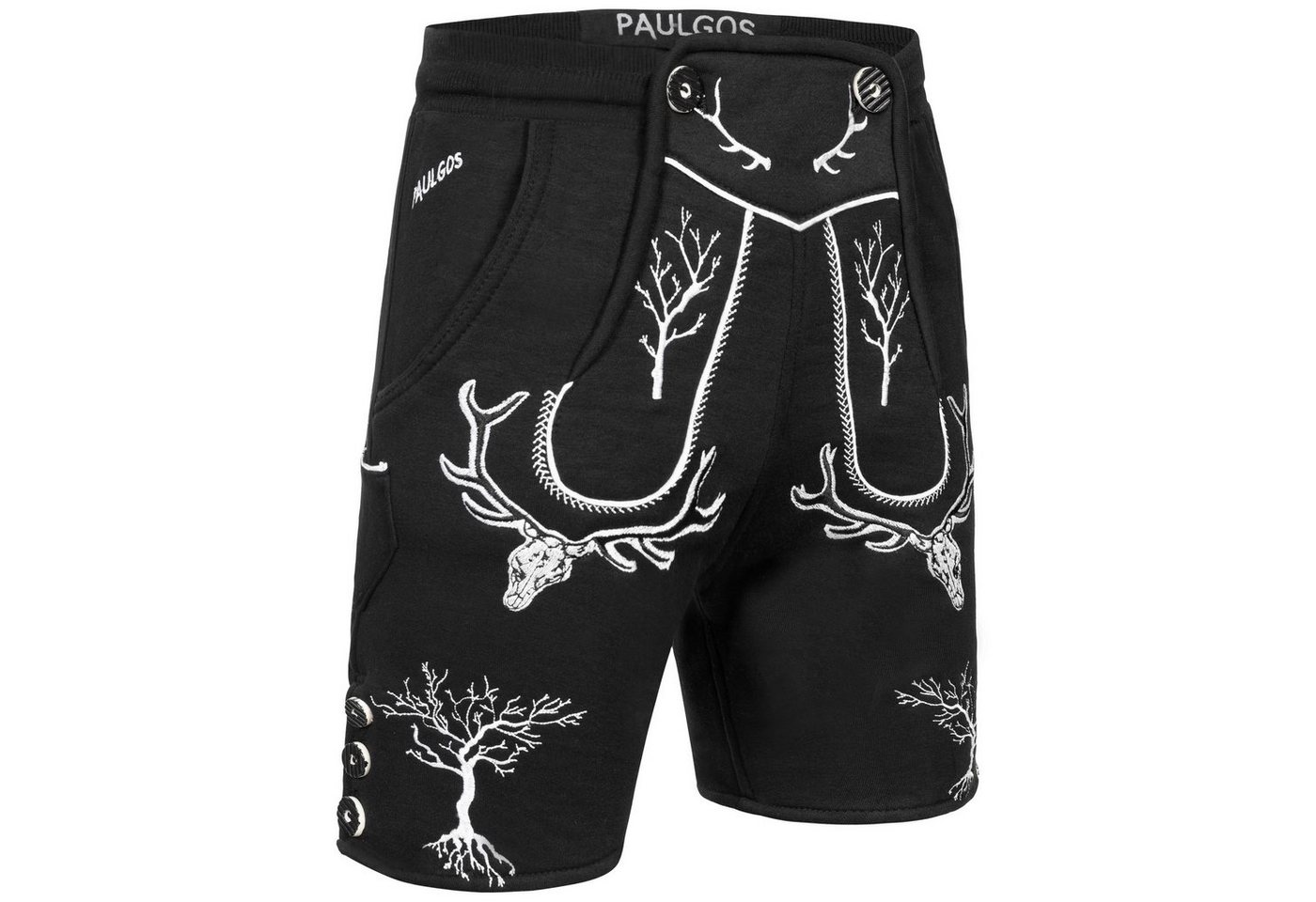 PAULGOS Trachtenhose Herren Jogginghose Design Lederhose Kurz Sweathose Bermuda Shorts JOK6 von PAULGOS