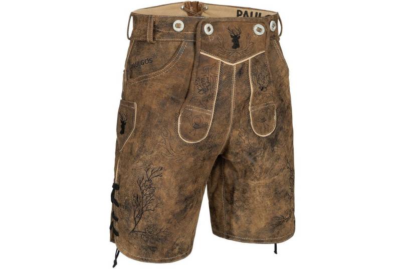 PAULGOS Trachtenhose Herren Lederhose Kurz mit Trägern 100% Echtleder - HK3 ANTIK von PAULGOS