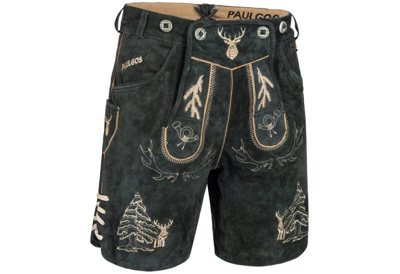 PAULGOS Trachtenhose Herren Lederhose Kurz mit Trägern 100% Echtleder - HK5 von PAULGOS