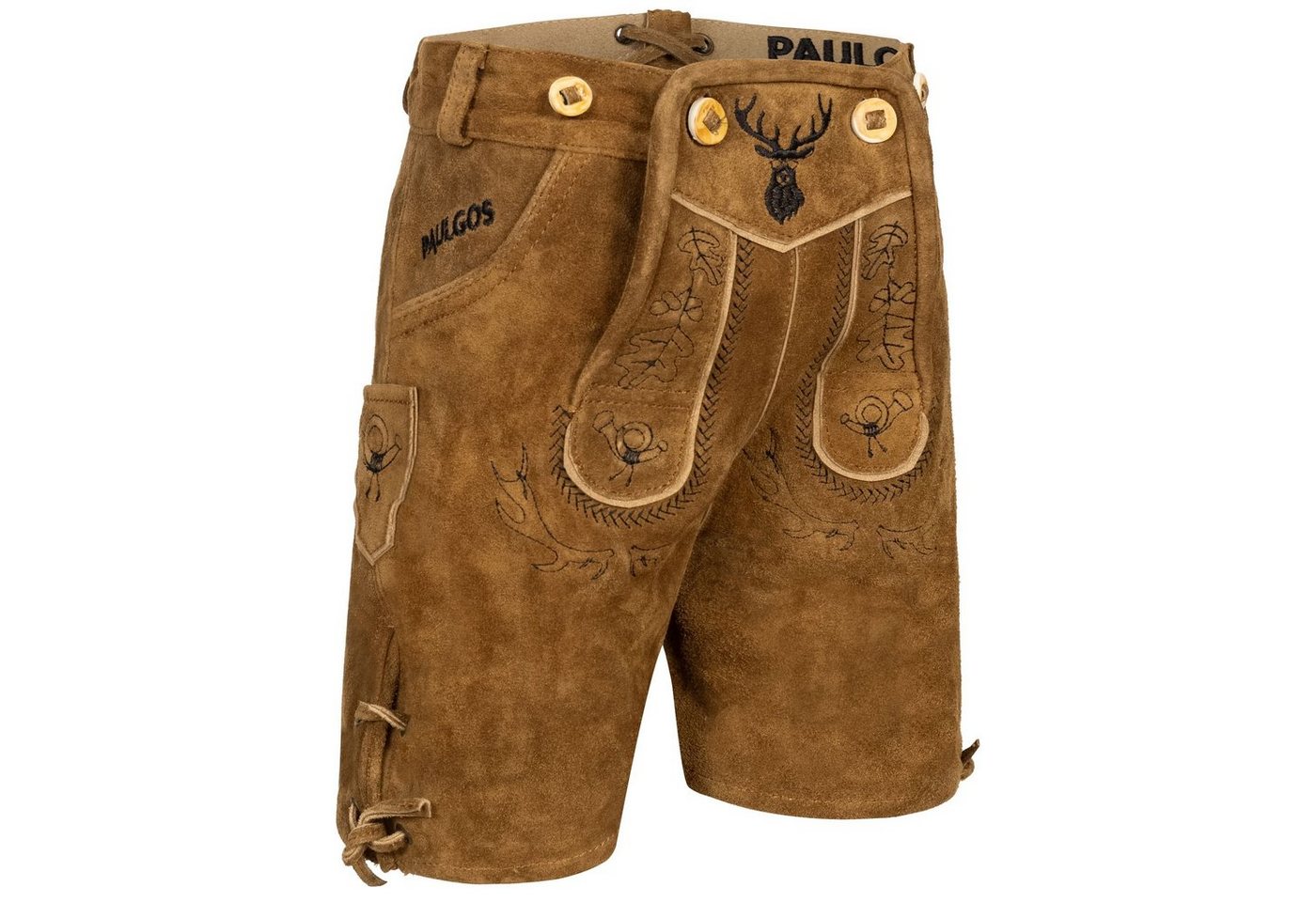 PAULGOS Trachtenhose Kinder Lederhose Kurz mit Trägern 100% Echtleder - KK2 von PAULGOS