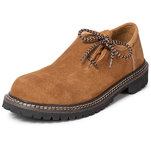 PAULGOS Trachtenschuhe Echt Leder Haferlschuhe Haferl Trachten Schuhe in 3 Farben Gr. 39-47, Schuhgröße:44, Farbe:Hellbraun von PAULGOS