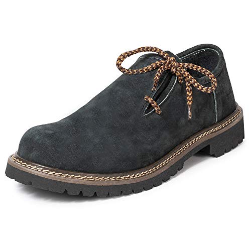 PAULGOS Trachtenschuhe Echt Leder Haferlschuhe Haferl Trachten Schuhe in 3 Farben Gr. 39-47 (39, Grau) von PAULGOS