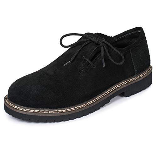 PAULGOS Trachtenschuhe Echt Leder Haferlschuhe Haferl Trachten Schuhe in 4 Farben Gr. 39-47 (41, Schwarz, Numeric_41) von PAULGOS