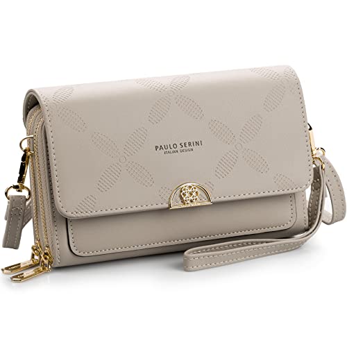 PAULO SERINI® Crossbody Tasche für Frauen - Handy Geldbörse Clutch Handtasche - Damen Wristlet Geldbörsen - Geburtstagsgeschenke für Frauen, Cool Grey, Einheitsgröße von PAULO SERINI