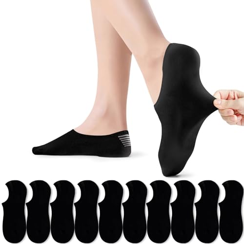 PAUNEW Sneaker Socken Damen 39-42 Schwarz 10 Paar Füßlinge Footies Sportsocken von PAUNEW