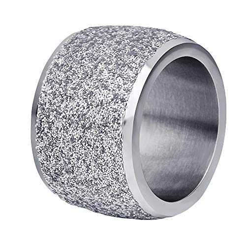 PAURO Damen 16mm Peeling Ring Breites Hochzeitsband Edelstahl Silber Größe 62 (19.7) von PAURO