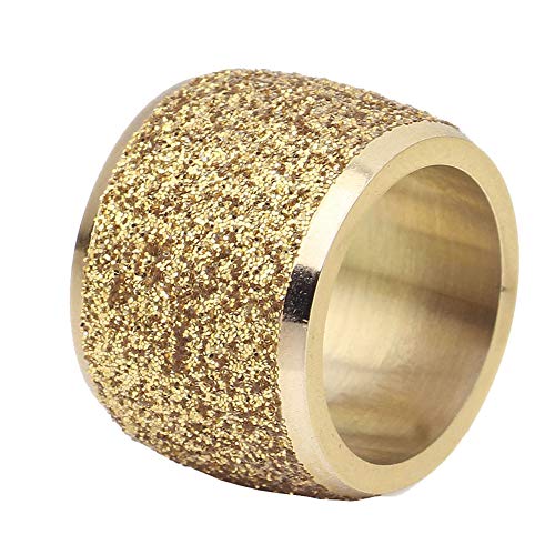 PAURO Damen 16mm Peeling Ringe Breites Hochzeitsband Edelstahl Hell Gold Größe 52 (16.6) von PAURO