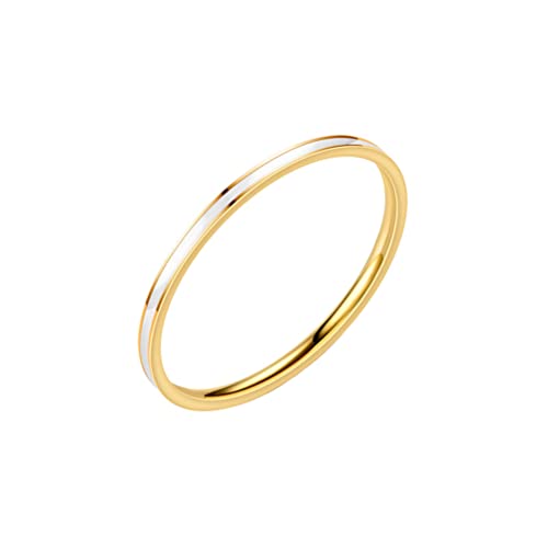 PAURO Damen Edelstahl 1mm Stapelknöchel Ehering Ring Komfort fit Gold und Weißgröße 60 von PAURO