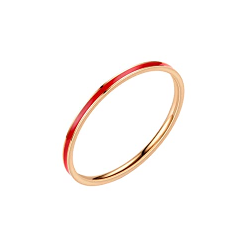 PAURO Damen Edelstahl 1mm Stapelknöchel Ehering Ring Komfort fit Größe in Roségold und Rot 70 von PAURO