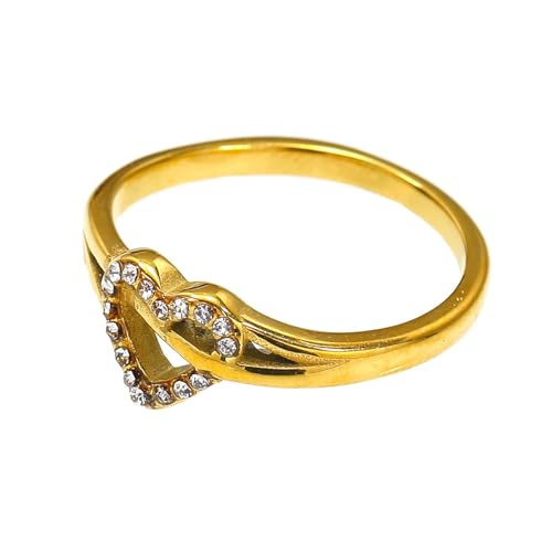 PAURO Damen Edelstahl Einfaches Temperament Elegant Trend Licht Luxus Ring Gold Style A Größe 60 (19.1) von PAURO