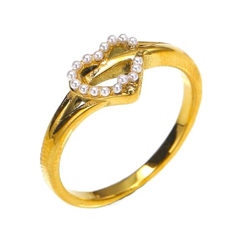 PAURO Damen Edelstahl Einfaches Temperament Elegant Trend Licht Luxus Ring Gold Style B Größe 62 (19.7) von PAURO