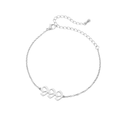 PAURO Damen Edelstahl Engel Nummer 999 Fußkettchen Armband Kette Einstellbar Minimalistisch Numerologie Schmuck Silber von PAURO