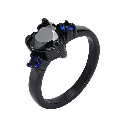 PAURO Damen Edelstahl Herz Cubic Zirkonia Paar Ring Ehering Schwarz Größe 68 (21.6) von PAURO