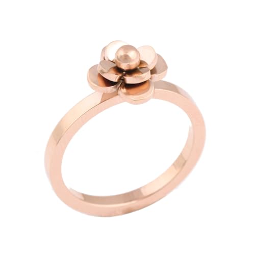 PAURO Damen Edelstahl Jahrestag Ring Einfache Rose Blume Entwurf Größe 52 (16.6) von PAURO