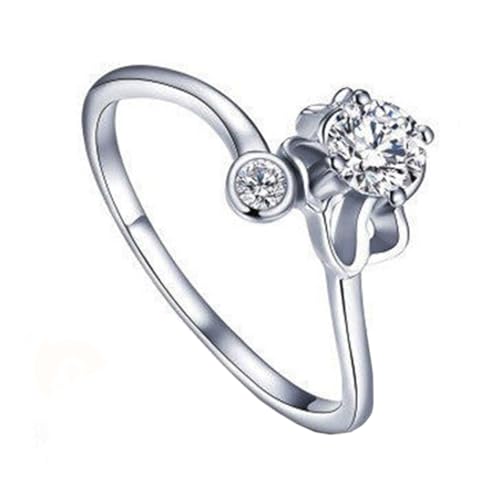 PAURO Damen Edelstahl Runder Cubic Zirkonia Einfacher 12 Konstellationen Verstellbarer Wickel Offener Ring Silber Tiger von PAURO