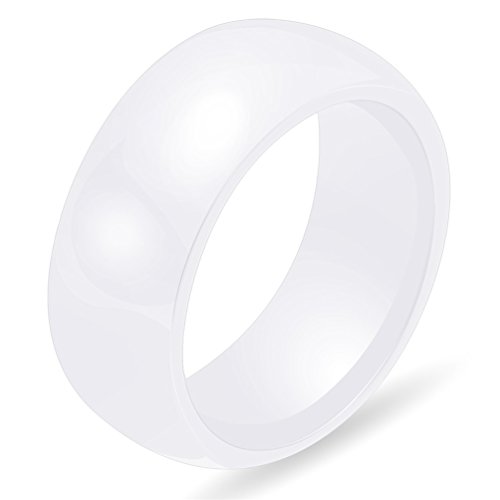 PAURO Damen Ehering Ring aus Keramik 8Mm Comfort Fit Poliert Weiß Weiß Größe 57 von PAURO