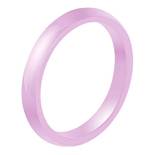 PAURO Damen Herren 3MM Hochglanzpolierter Ring Verlobungsversprechen Hochzeitsband Keramik Rosa Größe 60 (19.1) von PAURO