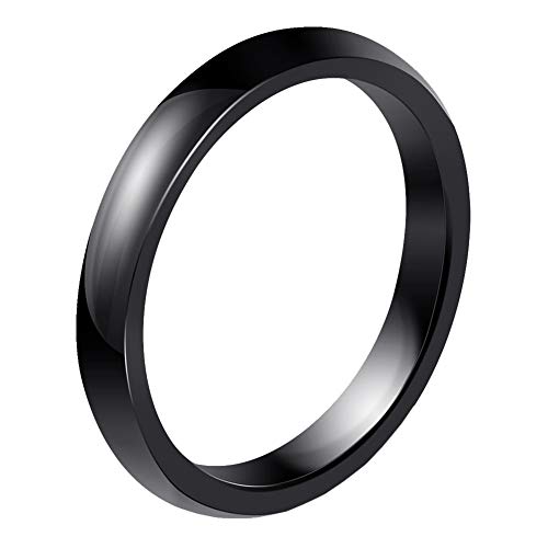 PAURO Damen Herren 3MM Hochglanzpolierter Ring Verlobungsversprechen Hochzeitsband Keramik Schwarz Größe 54 (17.2) von PAURO