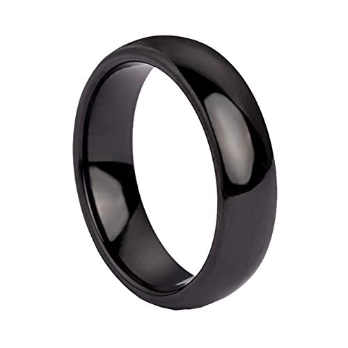 PAURO Damen Herren 6MM Hochglanzpolierter Ring Verlobungsversprechen Hochzeitsband Keramik Schwarz Größe 60 (19.1) von PAURO